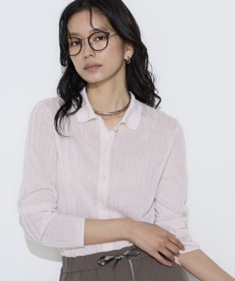 ＜COMME CA TALL (Women/大きいサイズ)＞〔　ＴＡＬＬサイズ　〕　レーヨンイタリア糸　ワイドリブポロカーディガン（３４５５ＩＯ０８）