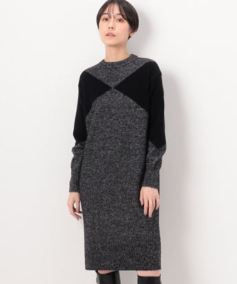 ＜COMME CA TALL (Women/大きいサイズ)＞〔　ＴＡＬＬサイズ　〕　ブークレ杢ニット　インターシャニットドレス（３４５８ＩＥ１１）