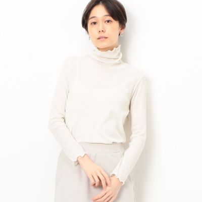 ＜COMME CA TALL (Women/大きいサイズ)＞〔　ＴＡＬＬサイズ　〕　シアーツイストテレコ　ハイネックプルオーバー（３４６０ＥＣ０２）