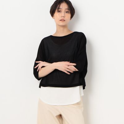 ＜COMME CA TALL (Women/大きいサイズ)＞〔　ＴＡＬＬサイズ　〕　【レイヤード】ジョーゼットジャージーセットＴシャツ（３４６０ＥＣ２４）