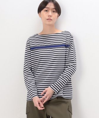 ＜COMME CA TALL (Women/大きいサイズ)＞〔　ＴＡＬＬサイズ　〕　シルケット天竺ボーダー　ボートネックＴシャツ（３４６０ＥＥ０３）