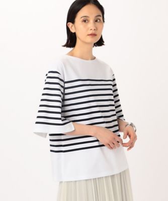 〔　ＴＡＬＬサイズ　〕　パネルポンチボーダー　スリット袖Ｔシャツ（３４６０ＥＧ０７）