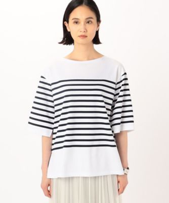 〔　ＴＡＬＬサイズ　〕　パネルポンチボーダー　スリット袖Ｔシャツ（３４６０ＥＧ０７）