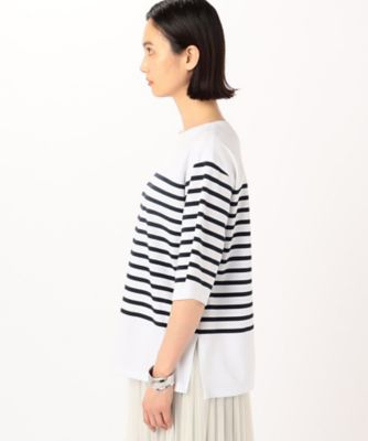 〔　ＴＡＬＬサイズ　〕　パネルポンチボーダー　スリット袖Ｔシャツ（３４６０ＥＧ０７）