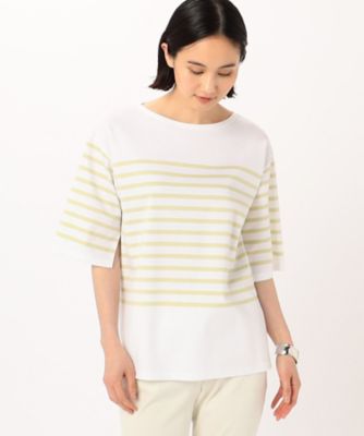 〔　ＴＡＬＬサイズ　〕　パネルポンチボーダー　スリット袖Ｔシャツ（３４６０ＥＧ０７）