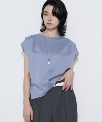 TALLサイズ 〕 スーピマコットンポンチ肩タックデザインTシャツ