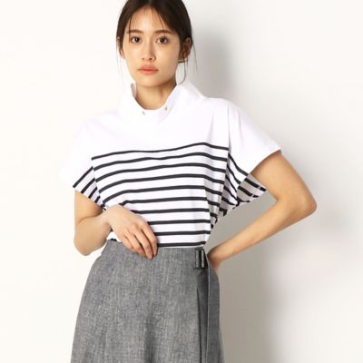〔ＴＡＬＬサイズ〕シルケット天竺ボーダー　ハイネックプルオーバー（３４６０ＥＹ１０）