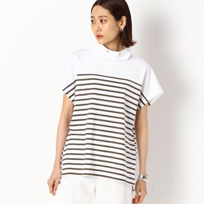 ＜COMME CA TALL (Women/大きいサイズ)＞〔ＴＡＬＬサイズ〕シルケット天竺ボーダー　ハイネックプルオーバー（３４６０ＥＹ１０）