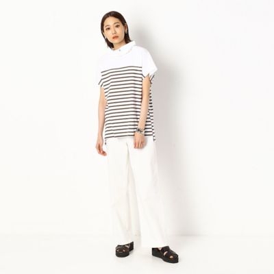 〔ＴＡＬＬサイズ〕シルケット天竺ボーダー　ハイネックプルオーバー（３４６０ＥＹ１０）