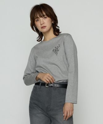 【送料無料】COMME CA TALL (Women/大きいサイズ)/コムサ トール 〔 TALLサイズ 〕 スーピマバイオシルスムース ビジュー刺繍Tシャツ(3460TM03) グレー トップス【三越伊勢丹/公式】