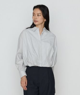 COMME CA TALL (Women/大きいサイズ)/コムサ トール 〔　ＴＡＬＬサイズ　〕　コットンポプリンストライプ　シャツ（３４７２ＨＫ１１）
