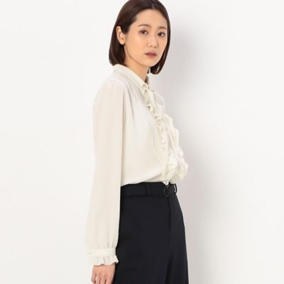 〔ＴＡＬＬサイズ〕ヴィンテージストレッチシフォン　フリルブラウス（３４７３ＨＡ０８）