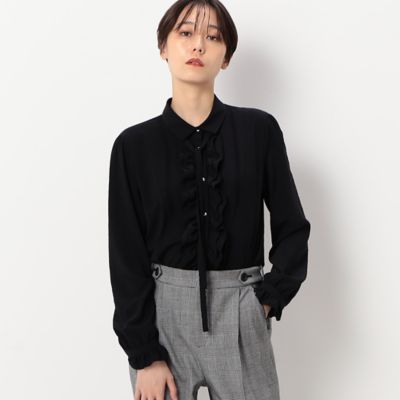 ＴＡＬＬサイズ〕ヴィンテージストレッチシフォン フリルブラウス