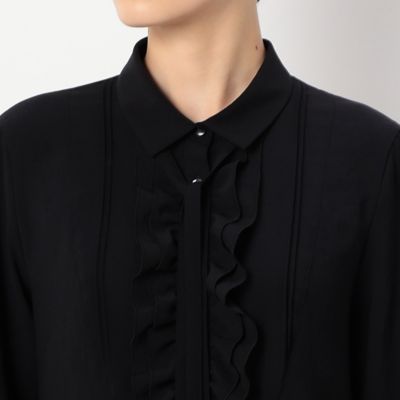 〔ＴＡＬＬサイズ〕ヴィンテージストレッチシフォン　フリルブラウス（３４７３ＨＡ０８）