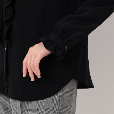〔ＴＡＬＬサイズ〕ヴィンテージストレッチシフォン　フリルブラウス（３４７３ＨＡ０８）