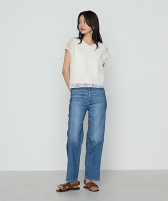 〔　ＴＡＬＬサイズ　〕　リーフ柄ラッセルレース　ブラウス（３４７３ＨＫ１４）