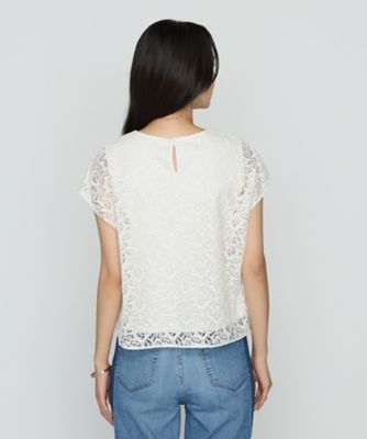 〔　ＴＡＬＬサイズ　〕　リーフ柄ラッセルレース　ブラウス（３４７３ＨＫ１４）
