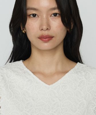 〔　ＴＡＬＬサイズ　〕　リーフ柄ラッセルレース　ブラウス（３４７３ＨＫ１４）