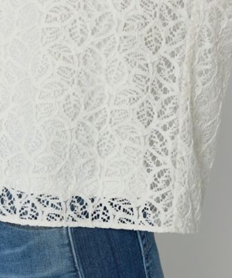 〔　ＴＡＬＬサイズ　〕　リーフ柄ラッセルレース　ブラウス（３４７３ＨＫ１４）