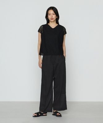〔　ＴＡＬＬサイズ　〕　リーフ柄ラッセルレース　ブラウス（３４７３ＨＫ１４）