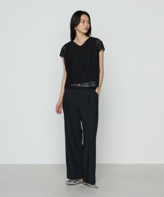 〔　ＴＡＬＬサイズ　〕　リーフ柄ラッセルレース　ブラウス（３４７３ＨＫ１４）