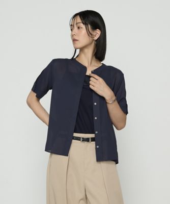 【送料無料】COMME CA TALL (Women/大きいサイズ)/コムサ トール 〔 TALLサイズ 〕 ドライシアーツイル シャツブラウス(3473HM02) ネービーブルー トップス【三越伊勢丹/公式】