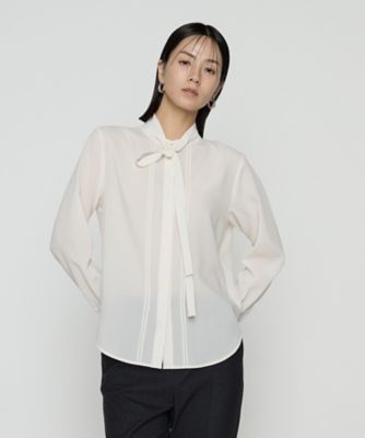 ＜COMME CA TALL (Women/大きいサイズ)＞〔　ＴＡＬＬサイズ　〕　フィネスボイル　ボウタイシャツ（３４７３ＨＭ１０）
