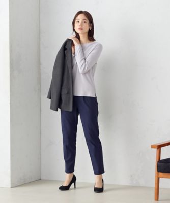 【美しい　ベーシックパンツ】裏起毛カルゼ　テーパードパンツ（３８５２ＰＧ５８）