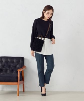 【美しい　ベーシックパンツ】裏起毛カルゼ　テーパードパンツ（３８５２ＰＧ５８）