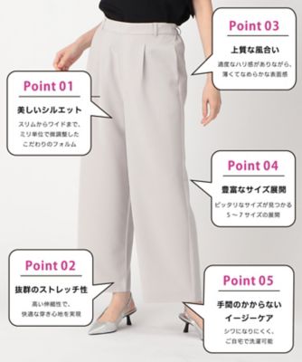 【美しいベーシックパンツ】　ストレッチ　ワイドパンツ（３８５２ＰＧ５９）