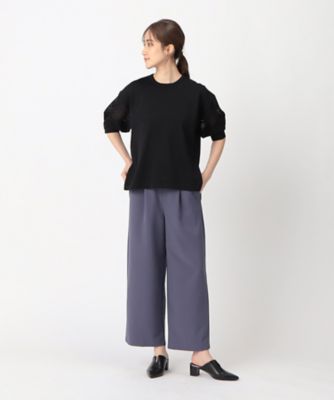 【美しいベーシックパンツ】　ストレッチ　ワイドパンツ（３８５２ＰＧ５９）