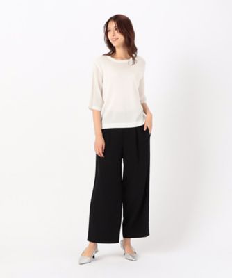 【美しいベーシックパンツ】ポリエステルレーヨンストレッチ　ワイドパンツ（３８５２ＰＩ５９）