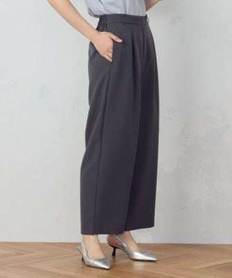 【美しいベーシックパンツ】ポリエステルレーヨンストレッチ　ワイドパンツ（３８５２ＰＩ５９）