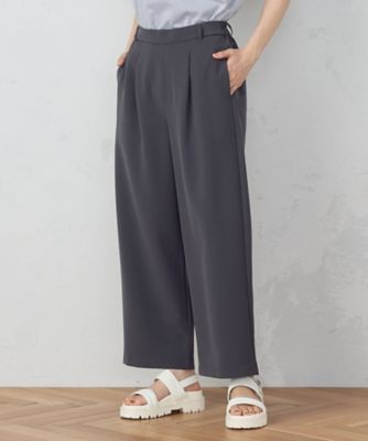 【美しいベーシックパンツ】ポリエステルレーヨンストレッチ　ワイドパンツ（３８５２ＰＩ５９）