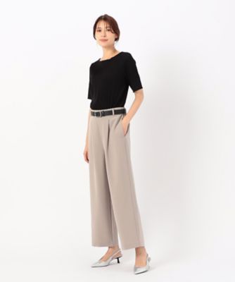 【美しいベーシックパンツ】ポリエステルレーヨンストレッチ　ワイドパンツ（３８５２ＰＩ５９）