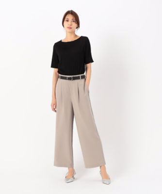 【美しいベーシックパンツ】ポリエステルレーヨンストレッチ　ワイドパンツ（３８５２ＰＩ５９）
