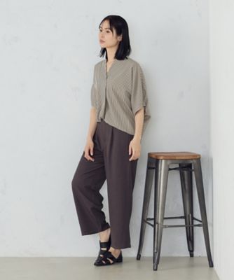 Hunza G CAMILLESWIMBLACK 関税送料込 美しいベーシックパンツ】麻調ワイドパンツ（3852PK53