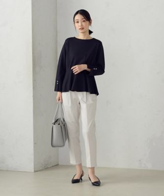 美しいベーシックパンツ】ストレッチテーパードパンツ