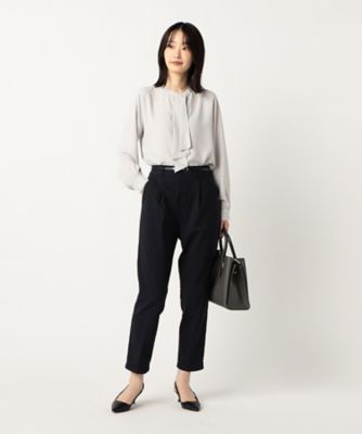 【美しいベーシックパンツ】裏起毛カルゼ　テーパードパンツ（３８５２ＰＫ５８）