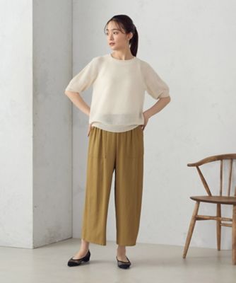 麻調スラブワイドパンツ（３８５２ＰＫ６０）