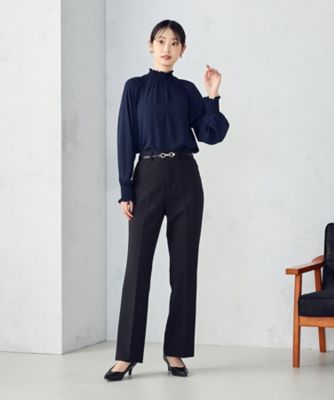 美しいベーシックパンツ】ポリエステルストレッチ セミフレアパンツ
