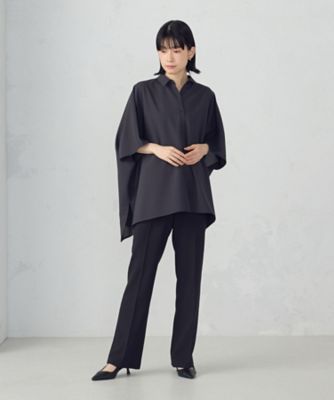 美しいベーシックパンツ】ポリエステルストレッチ セミフレアパンツ