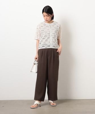 【美しいベーシックパンツ】麻調ワイドパンツ（３８５２ＰＭ５３）
