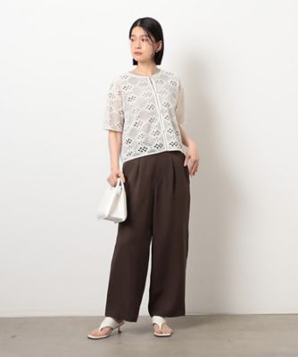 【美しいベーシックパンツ】麻調ワイドパンツ（３８５２ＰＭ５３）