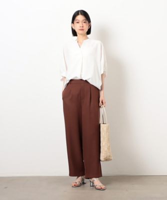 【美しいベーシックパンツ】麻調ワイドパンツ（３８５２ＰＭ５３）