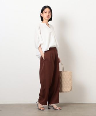 【美しいベーシックパンツ】麻調ワイドパンツ（３８５２ＰＭ５３）