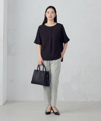 美しいベーシックパンツ】ストレッチツイル テーパードパンツ