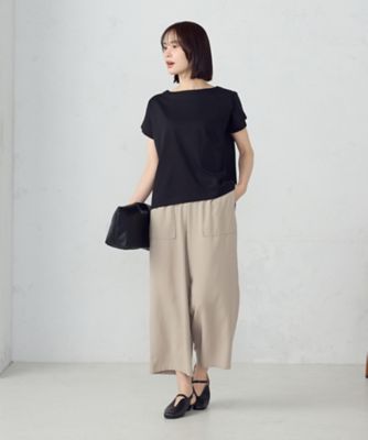レーヨンポリエステル麻調スラブ ワークワイドパンツ