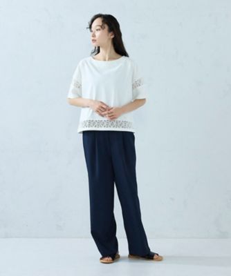 美しいベーシックパンツ】麻調 ワイドパンツ（3852PQ53