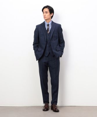 COMME CA ISM (Men)/コムサイズム YUNSA ウインドペン/かすれチェック クラシック3ピーススーツ(4702SM10) ネービーブルー09 【三越伊勢丹/公式】